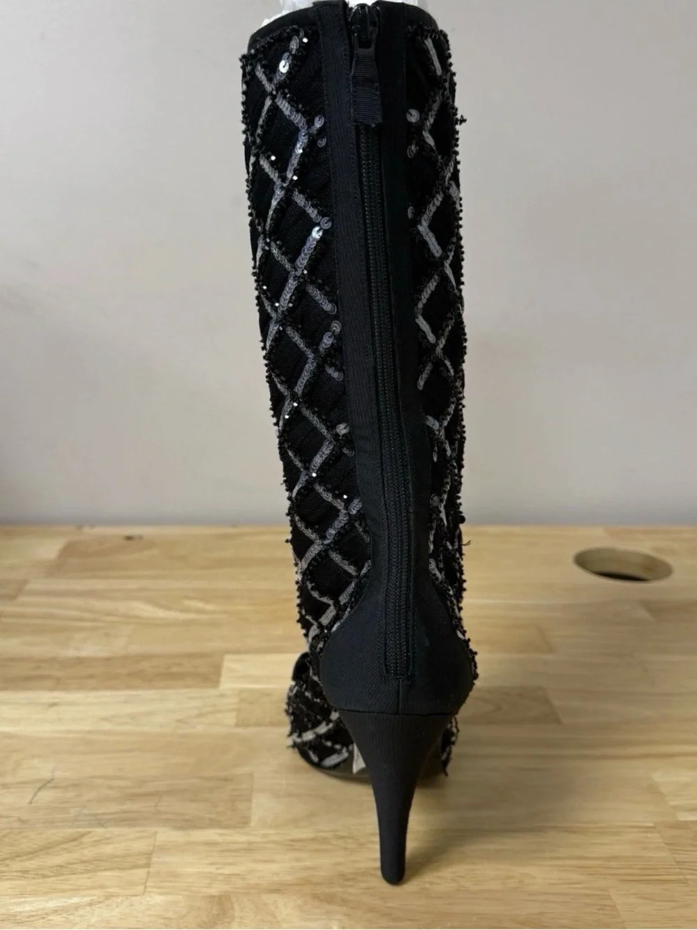 RARE CHANEL SAMPLE High Heels Side Zip Black Sz 38